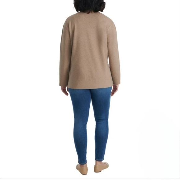 Splendid Sweater V-Neck Camel Tan Neutral Colour Women's Small Tunic Knit Top - Picture 15 of 16